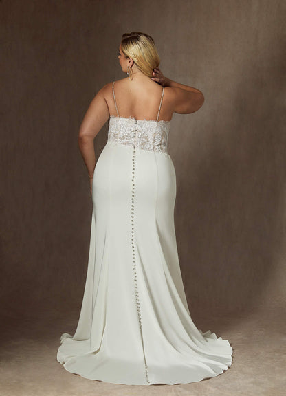 Diamond White Mermaid V-Neck Sequins Stretch Satin Dress