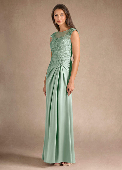 Agave Sheath Pleated Stretch Satin Dress