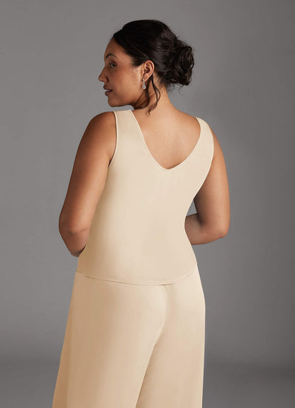 Champagne Jumpsuit/Pantsuit Scoop Mesh Dress