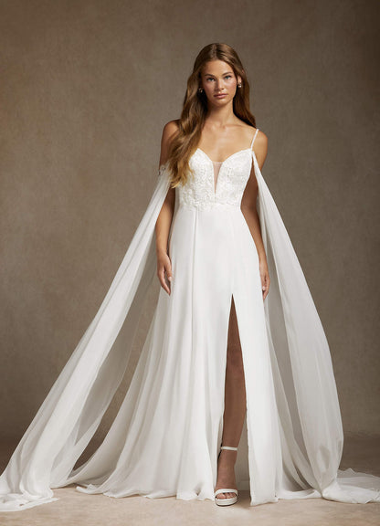 Diamond White A-Line Sequins Chiffon Dress