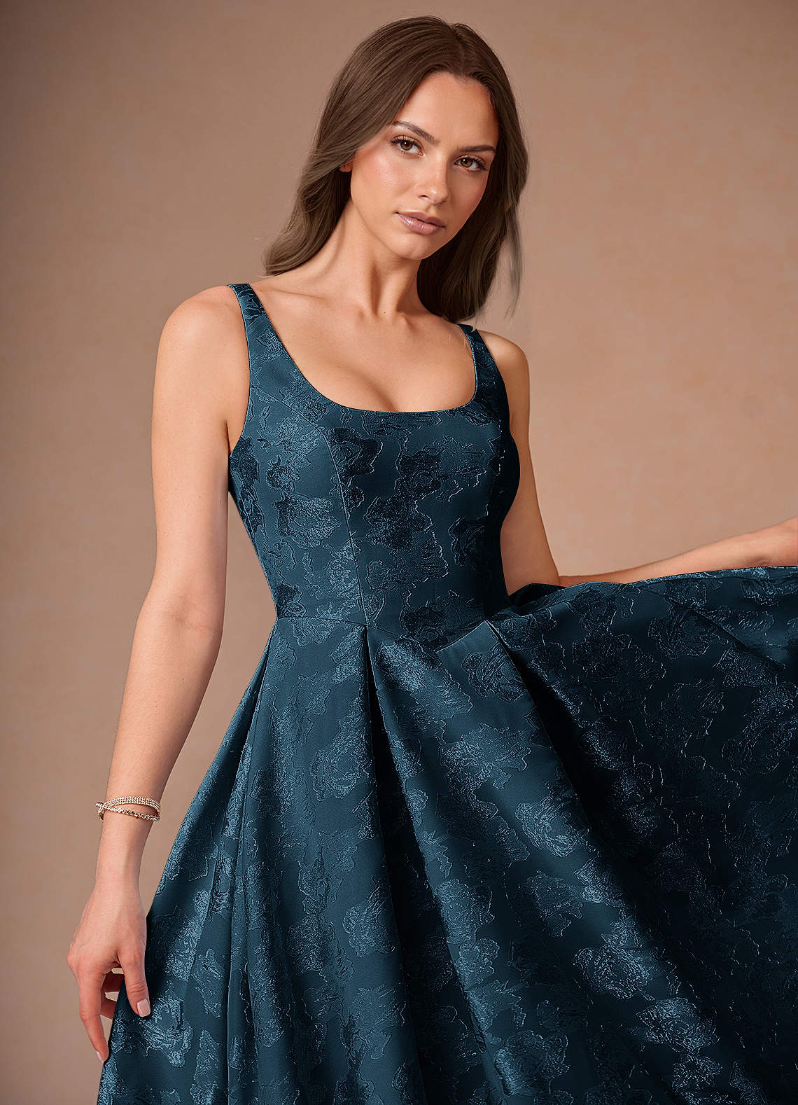 Briac Navy A-Line Midi Dress