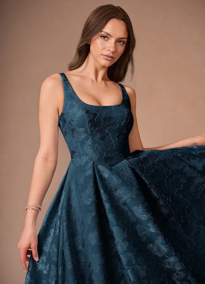 Briac Navy A-Line Midi Dress