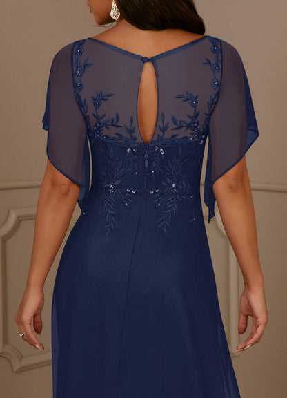 Dark Navy A-Line Sequins Mesh Dress