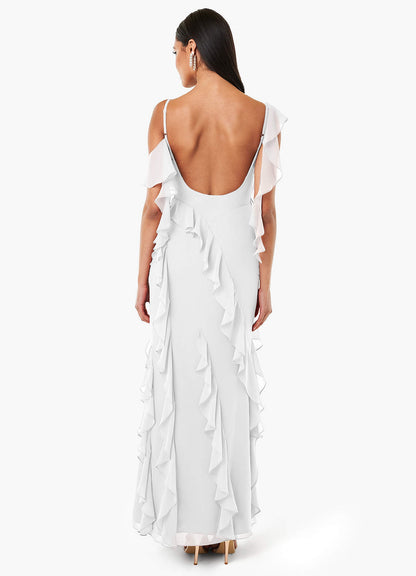 Francesca White Ruffle Gown  Dress