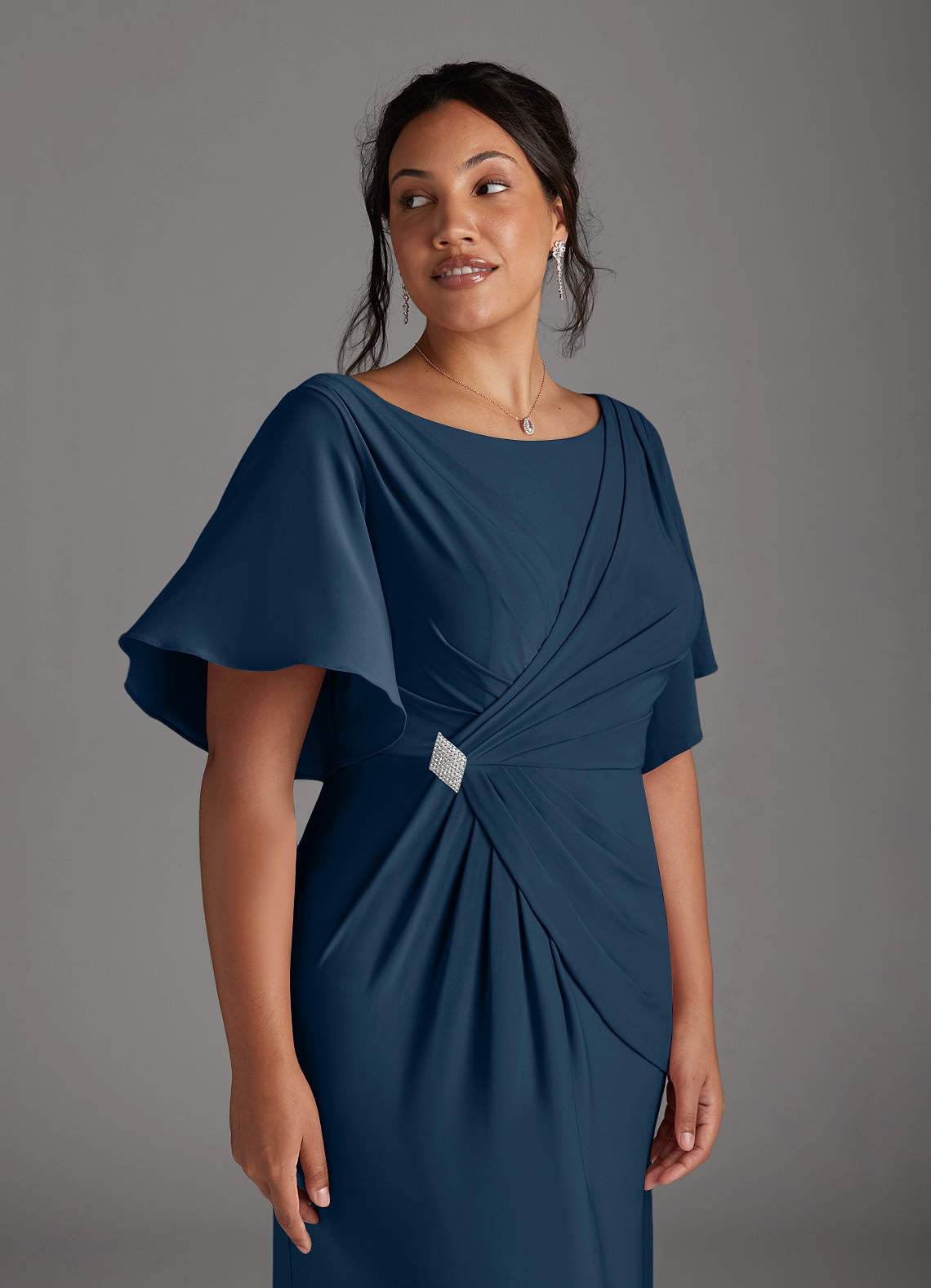 Neptune Mermaid Boatneck Pleated Luxe Knit Dress