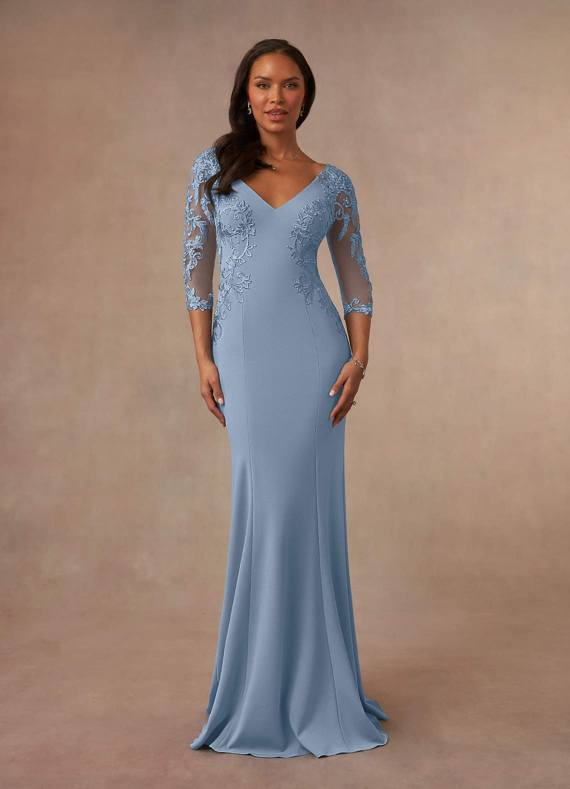 Dusty Blue Mermaid Lace Dress