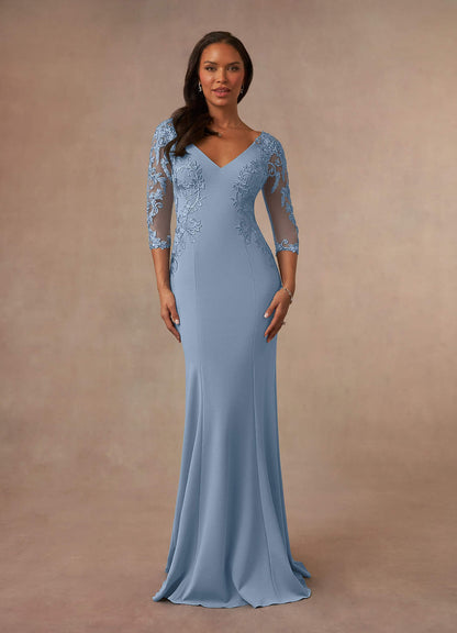 Dusty Blue Mermaid Lace Dress