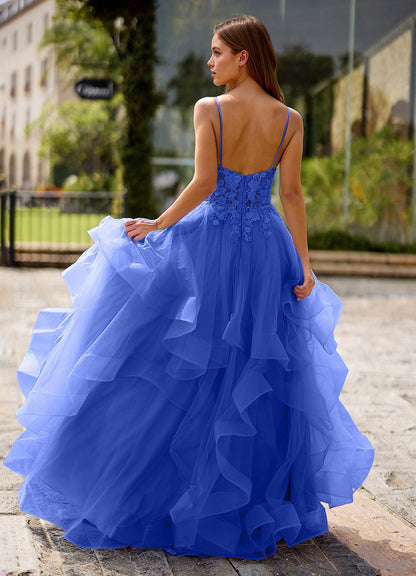 Spitze Royal Blue Sheer Lace Prom Dress  Dress