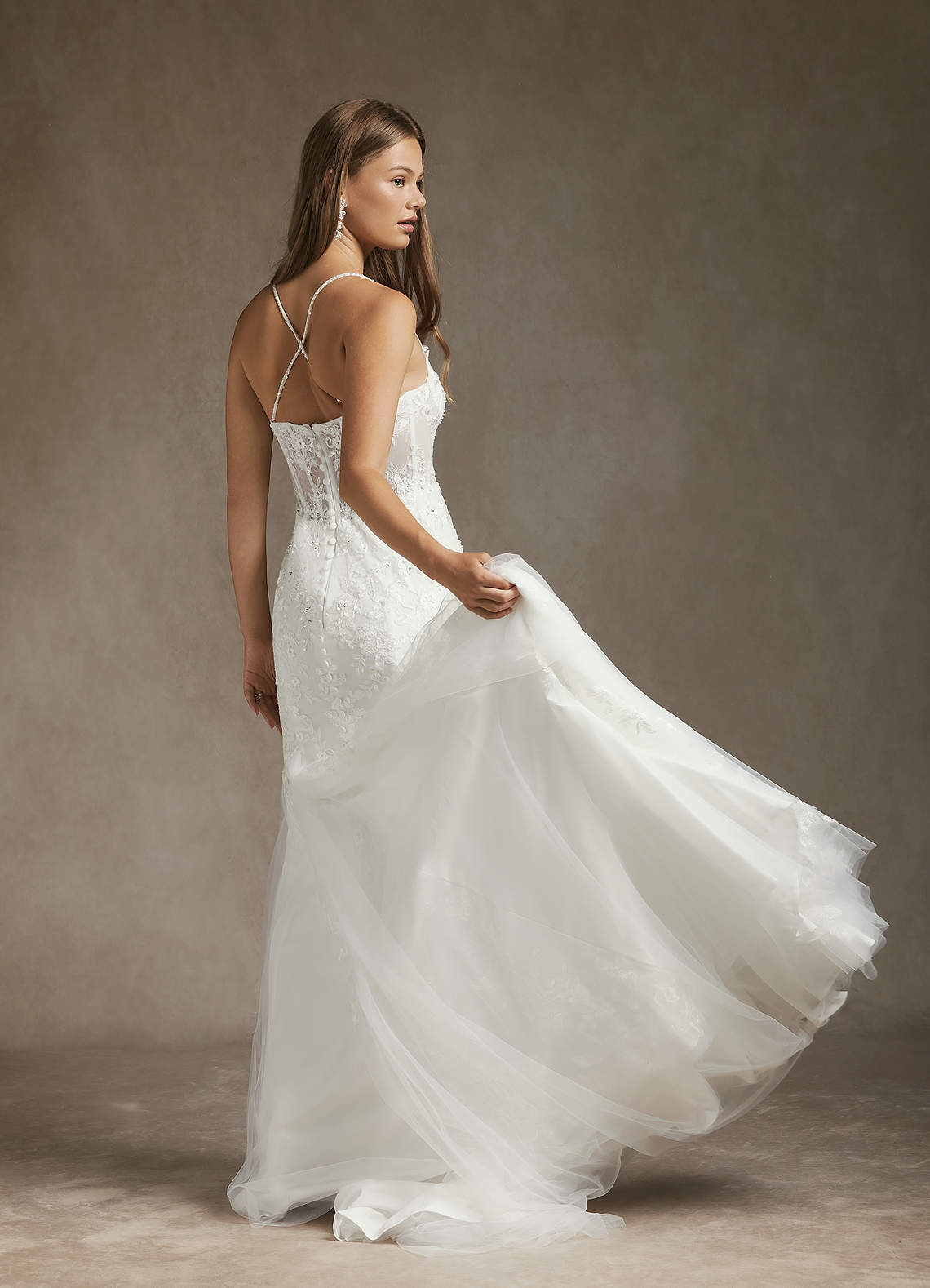 Diamond White Mermaid Sequins Tulle Dress