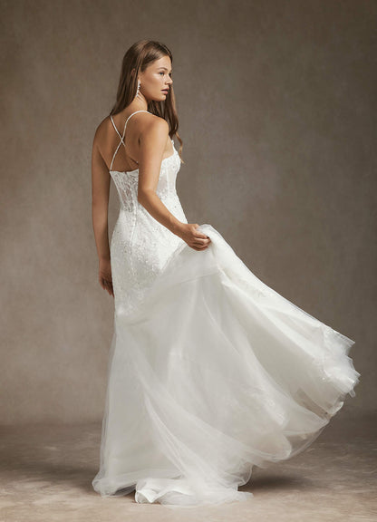 Diamond White Mermaid Sequins Tulle Dress