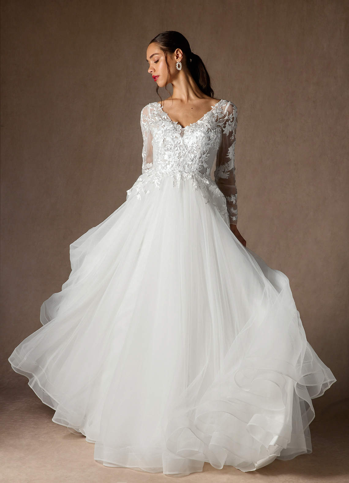 Diamond White A-Line Sequins Tulle Dress