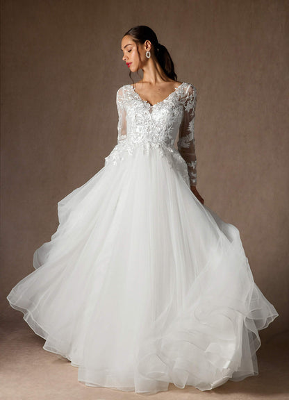 Diamond White A-Line Sequins Tulle Dress