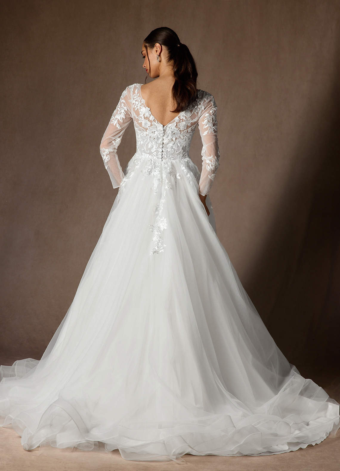 Diamond White A-Line Sequins Tulle Dress