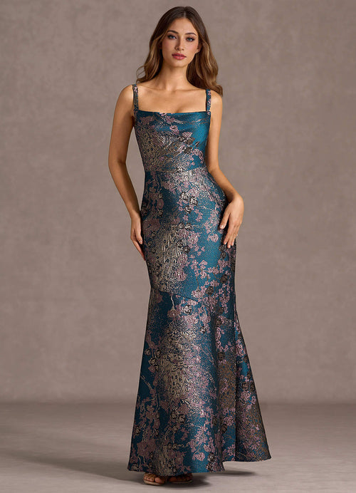 Trinity Teal Floral Maxi Dress