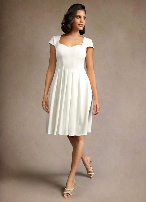 Klea White Sweetheart Midi Dress  Dress
