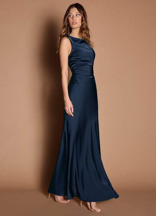 Evadne Navy Open Back Dress