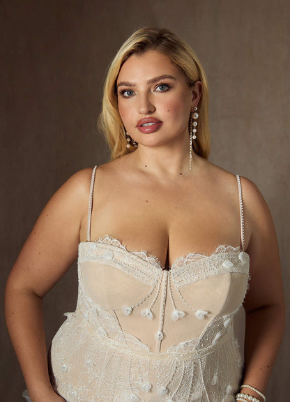 Diamond White Champagne Sheath Sequins Tulle Dress