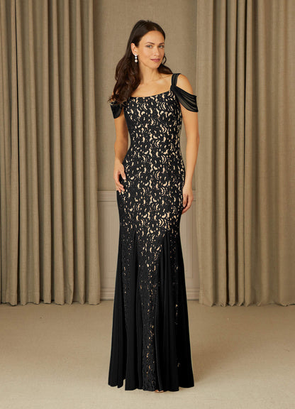 Black Mermaid Off the Shoulder Lace Dress