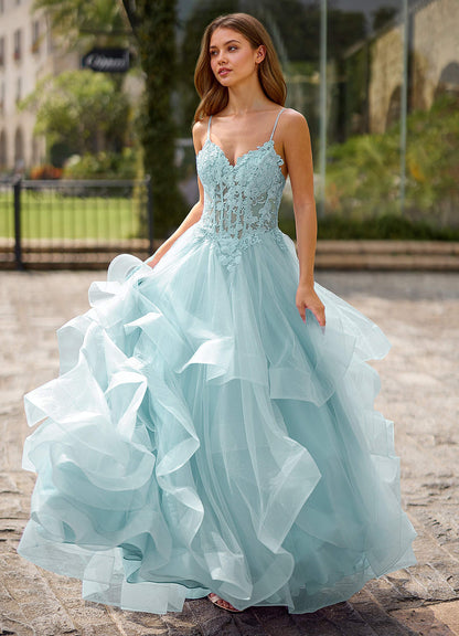 Spitze Blue Sheer Lace Prom Dress  Dress