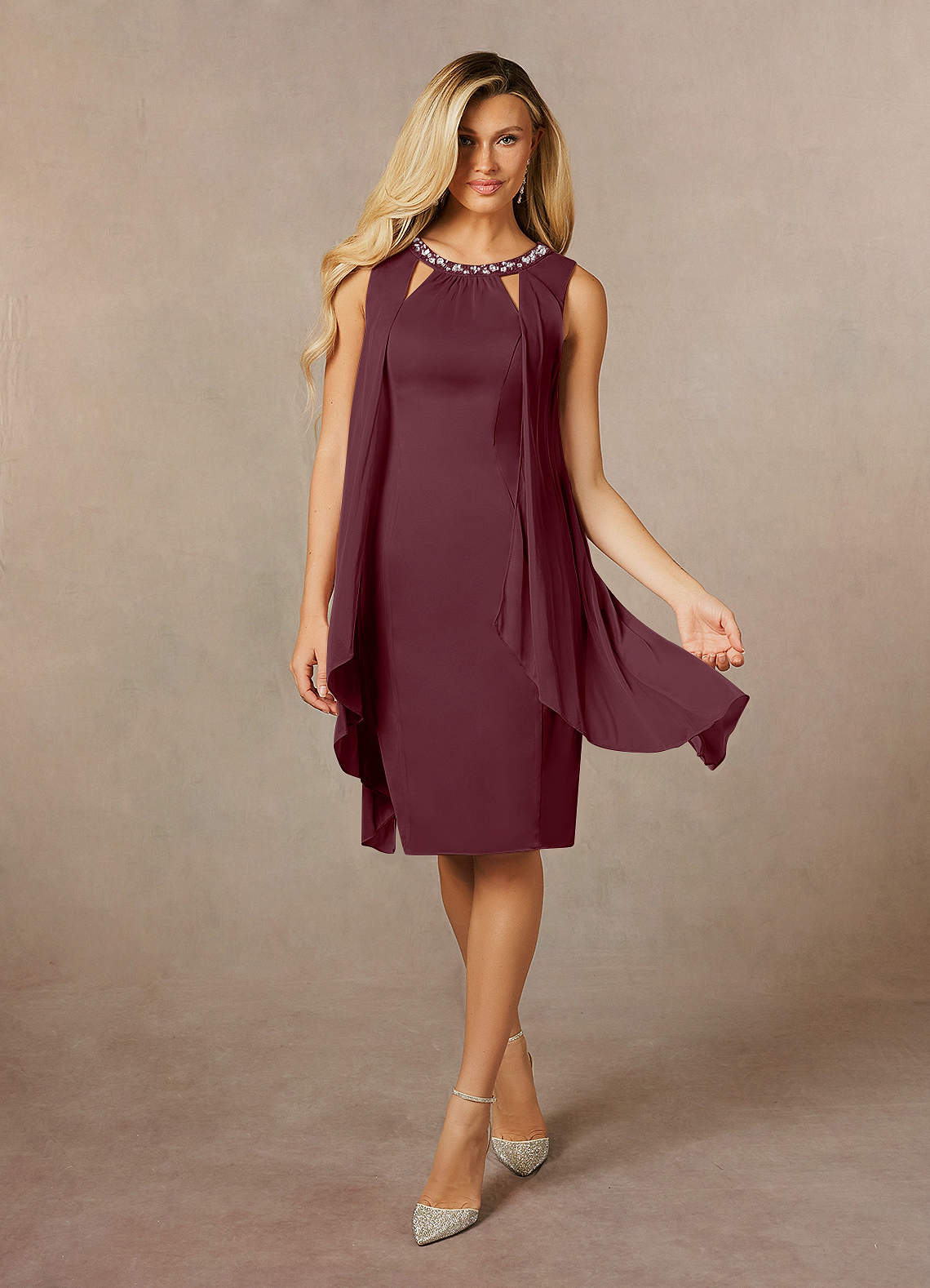 Cabernet A-Line Sequins Mesh Dress