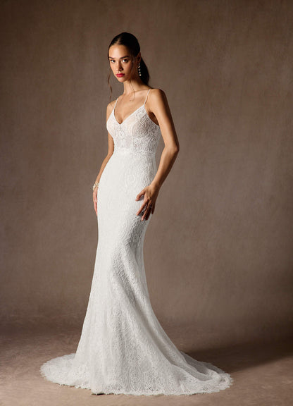 Diamond White Mermaid Lace Dress