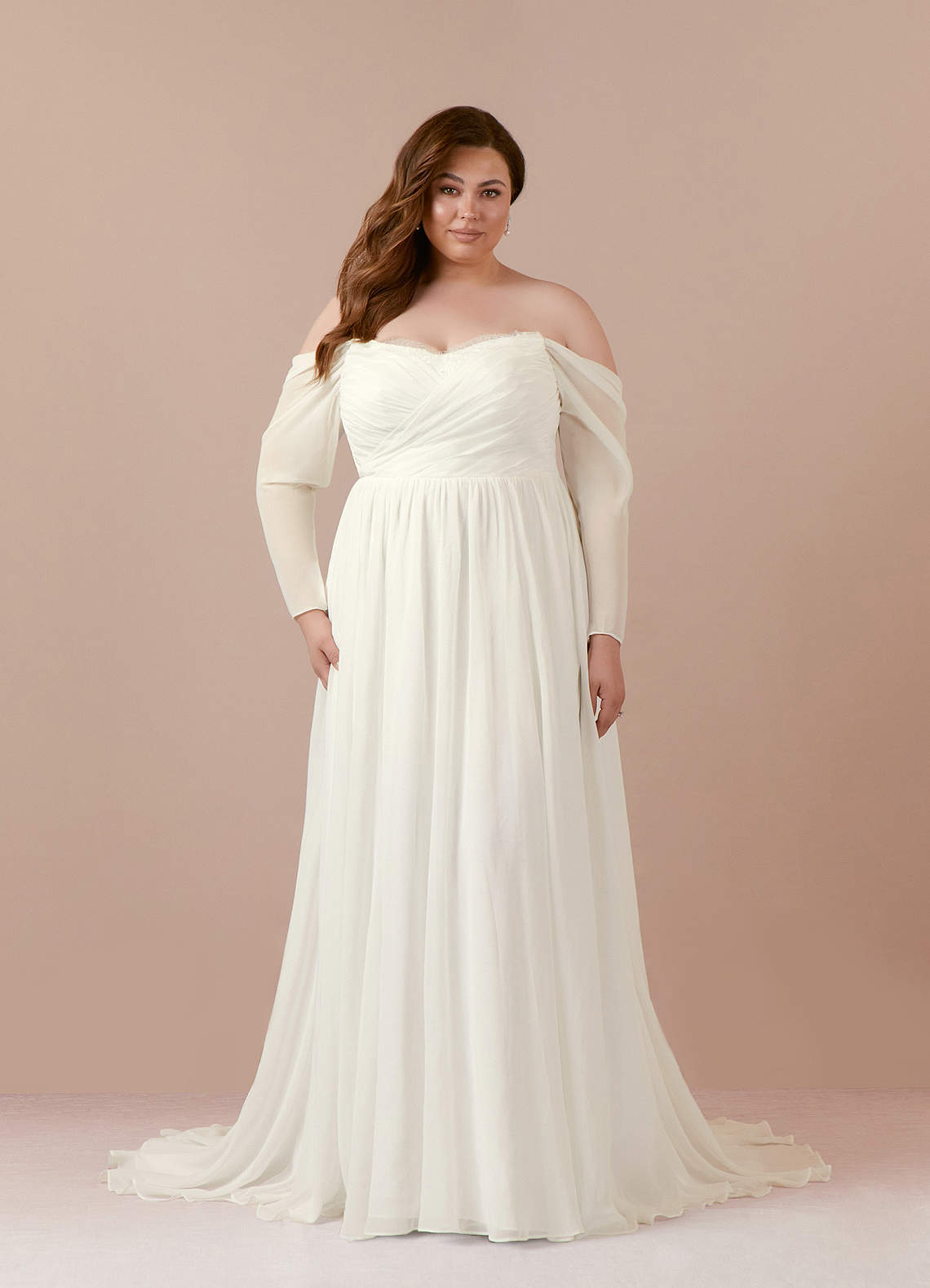 Cream A-Line Sweetheart lace Chiffon Dress