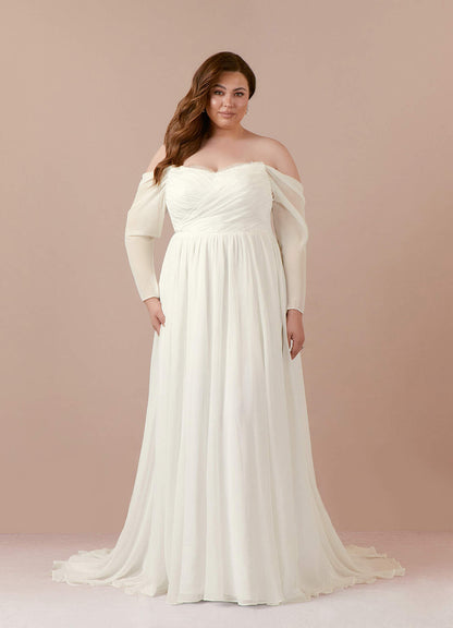 Cream A-Line Sweetheart lace Chiffon Dress