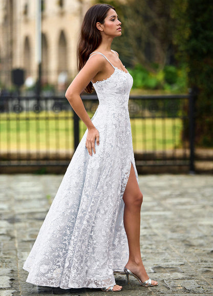 Magnolia Ivory Sequined Lace Flowers Prom Dress