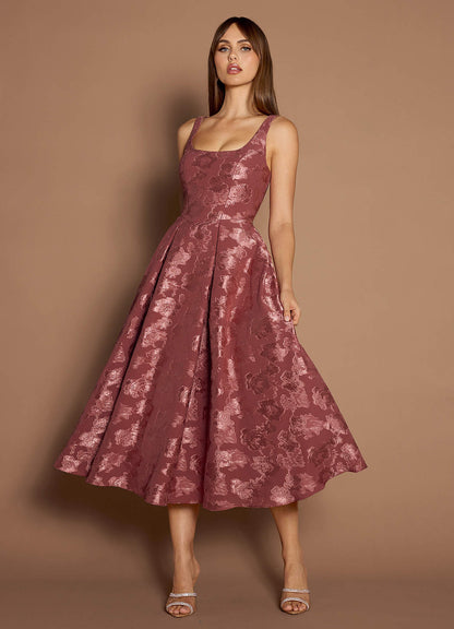 Briac Vintage Rose A-Line Midi Dress  Dress