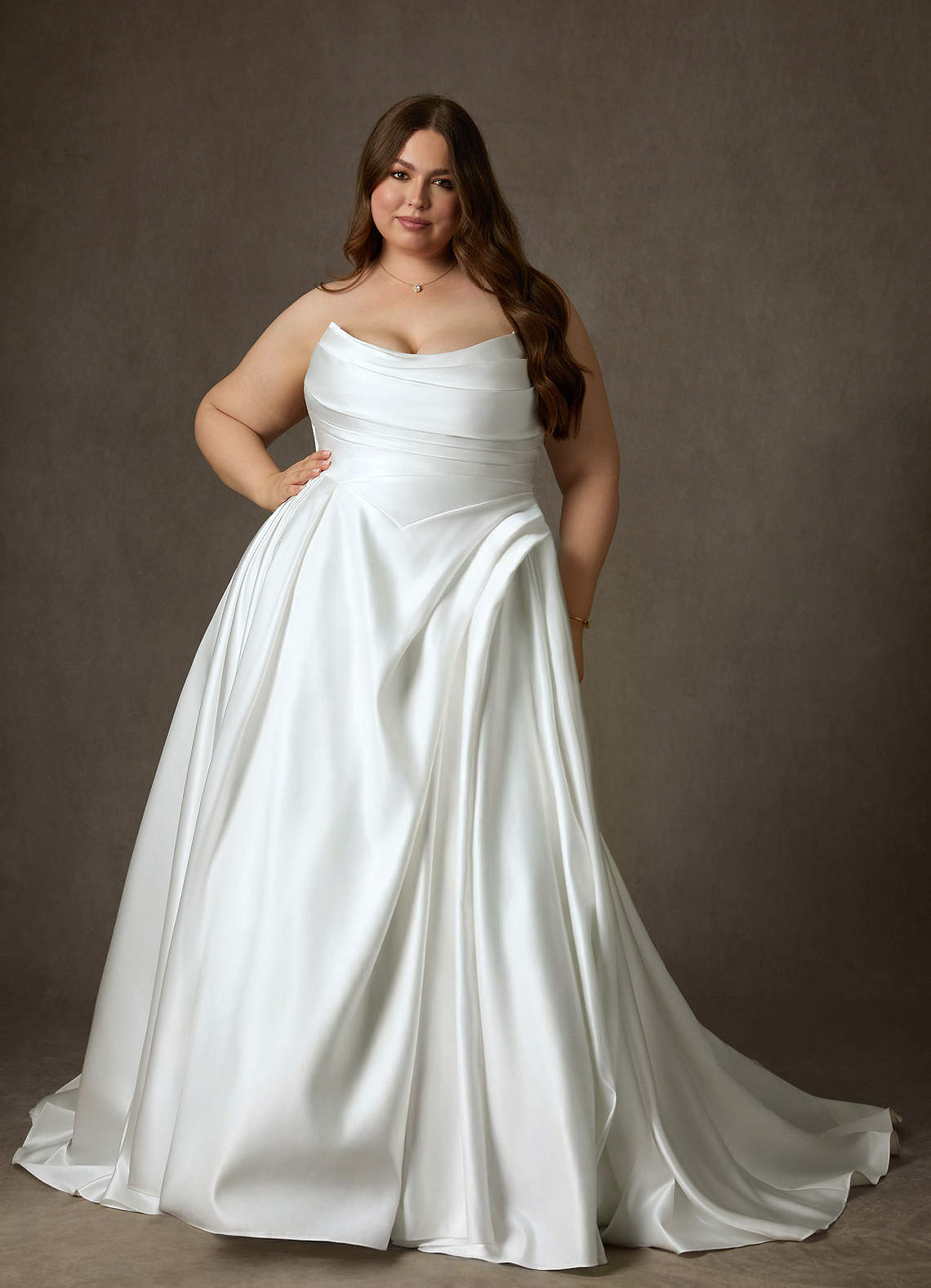 Diamond White Ball-Gown Strapless Satin Dress