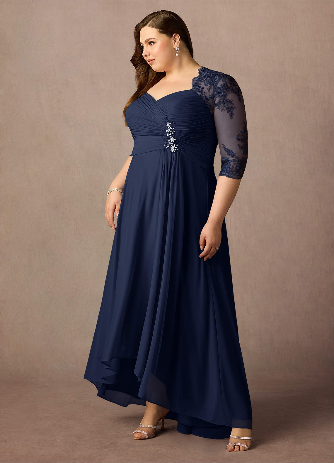 Dark Navy Sheath Sweetheart Sequins Lace Dress