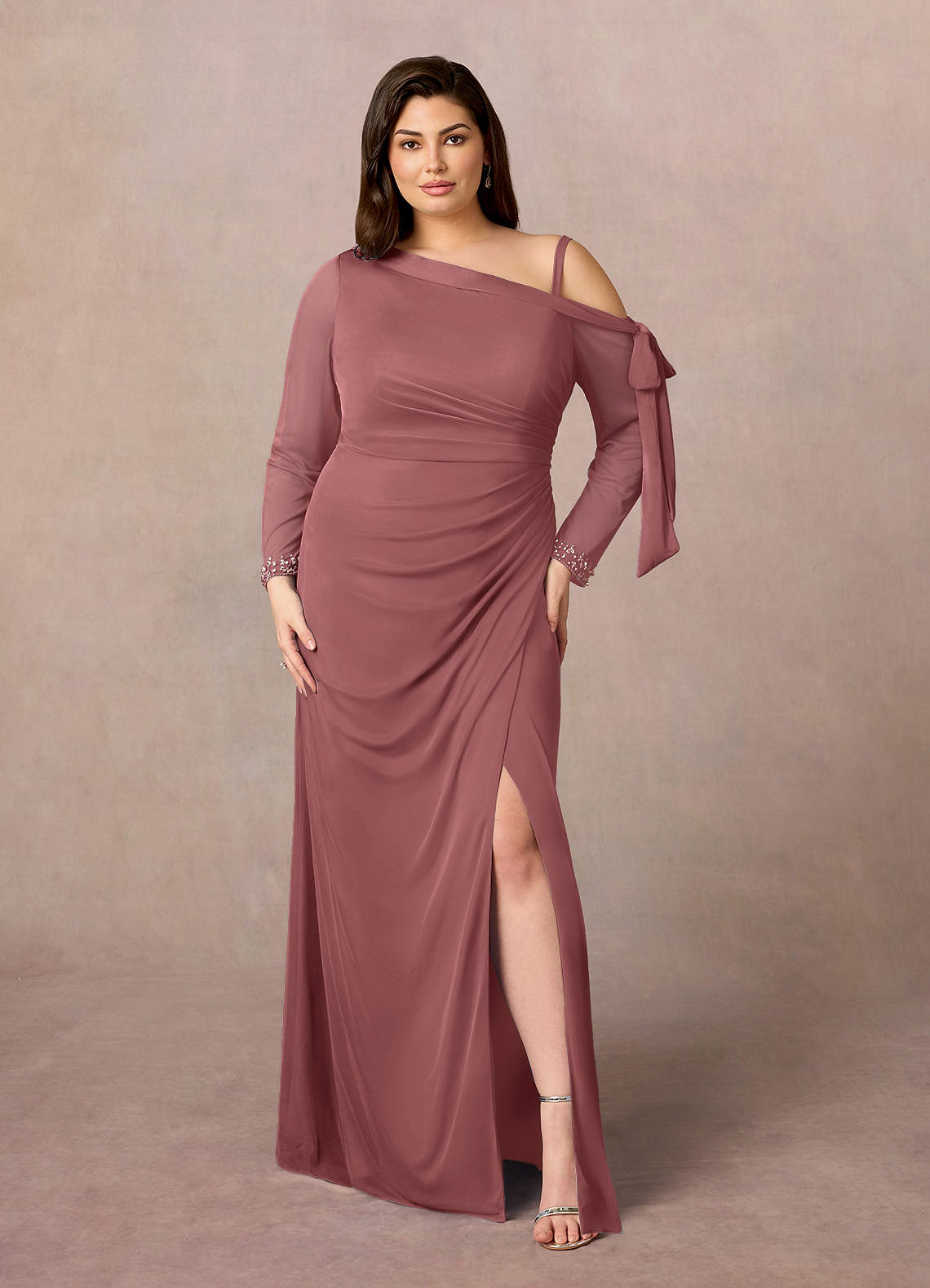 Desert Rose Sheath One Shoulder Mesh Dress