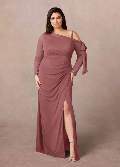 Desert Rose Sheath One Shoulder Mesh Dress