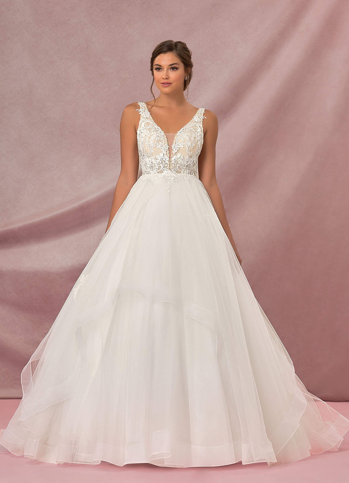Diamond White Champagne Ball-Gown Sequins Tulle Dress