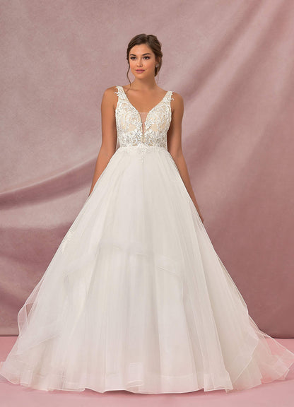 Diamond White Champagne Ball-Gown Sequins Tulle Dress