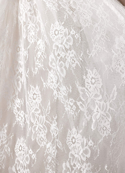 Diamond White Ball-Gown Strapless Lace Dress