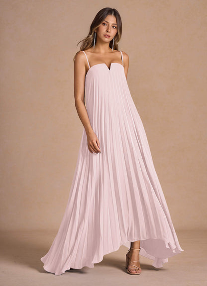 Nahla Powder Pink Allover Pleated Maxi Dress  Dress