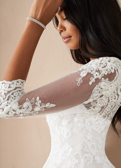 Diamond White A-Line Lace Tulle Dress