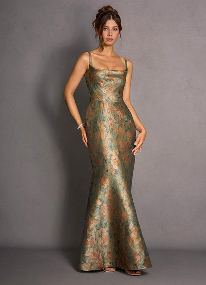 Calantha Vintage Teal Maxi Dress  Dress