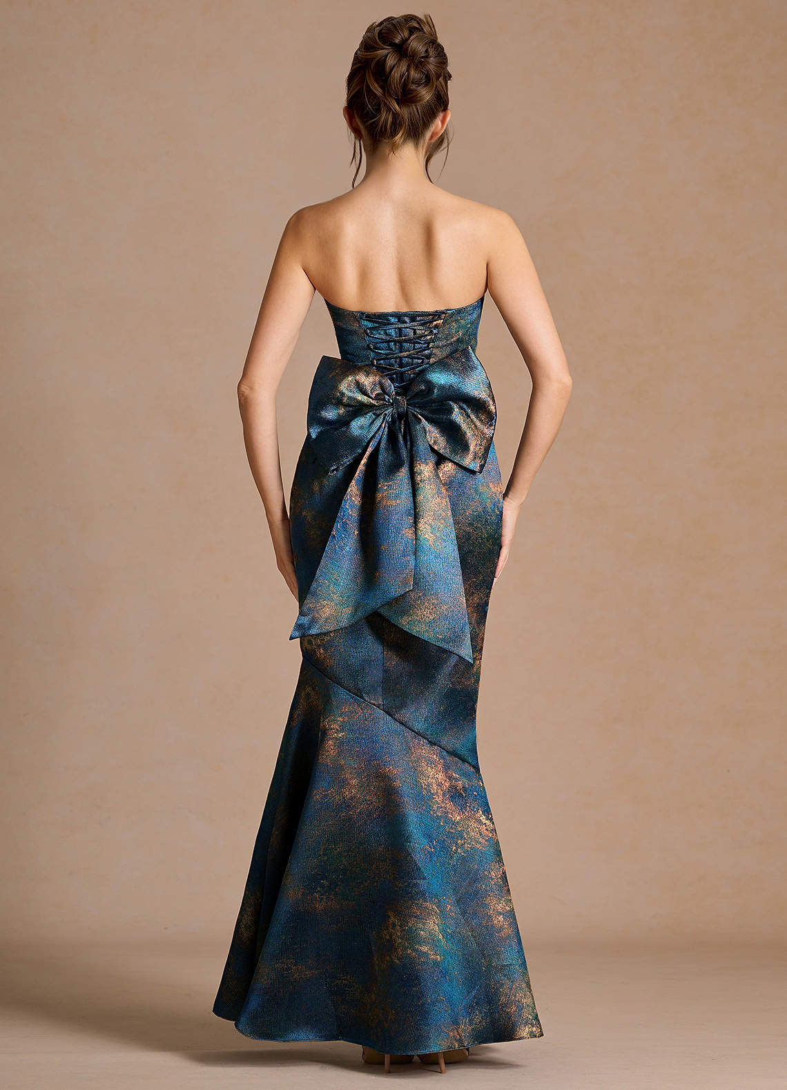Nancy Teal Bronze Maxi Dress