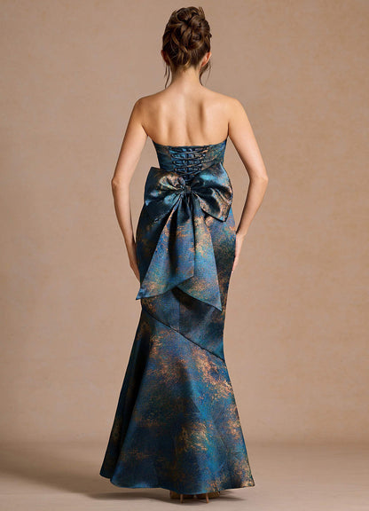 Nancy Teal Bronze Maxi Dress