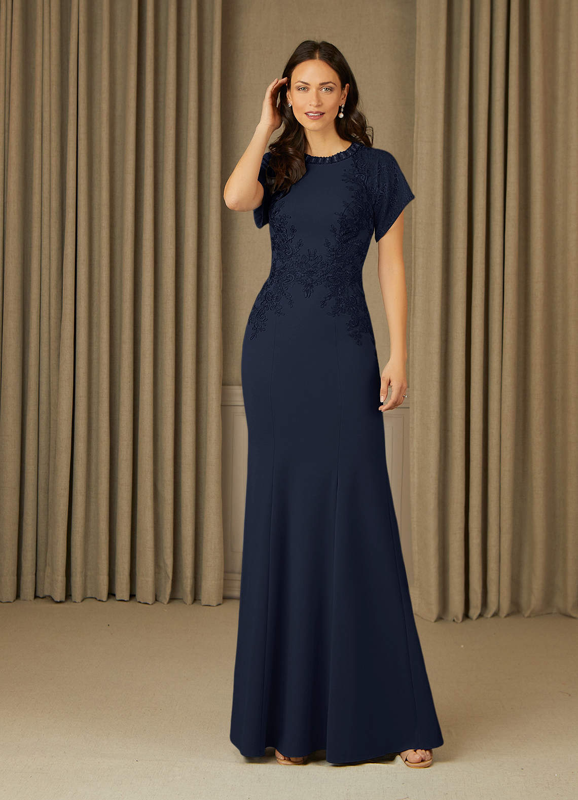 Dark Navy Mermaid Lace Dress