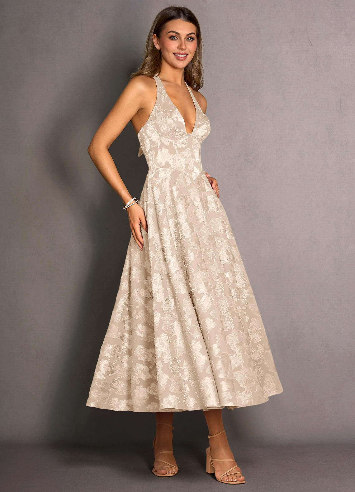 Isabeau Cream Midi Dress  Dress