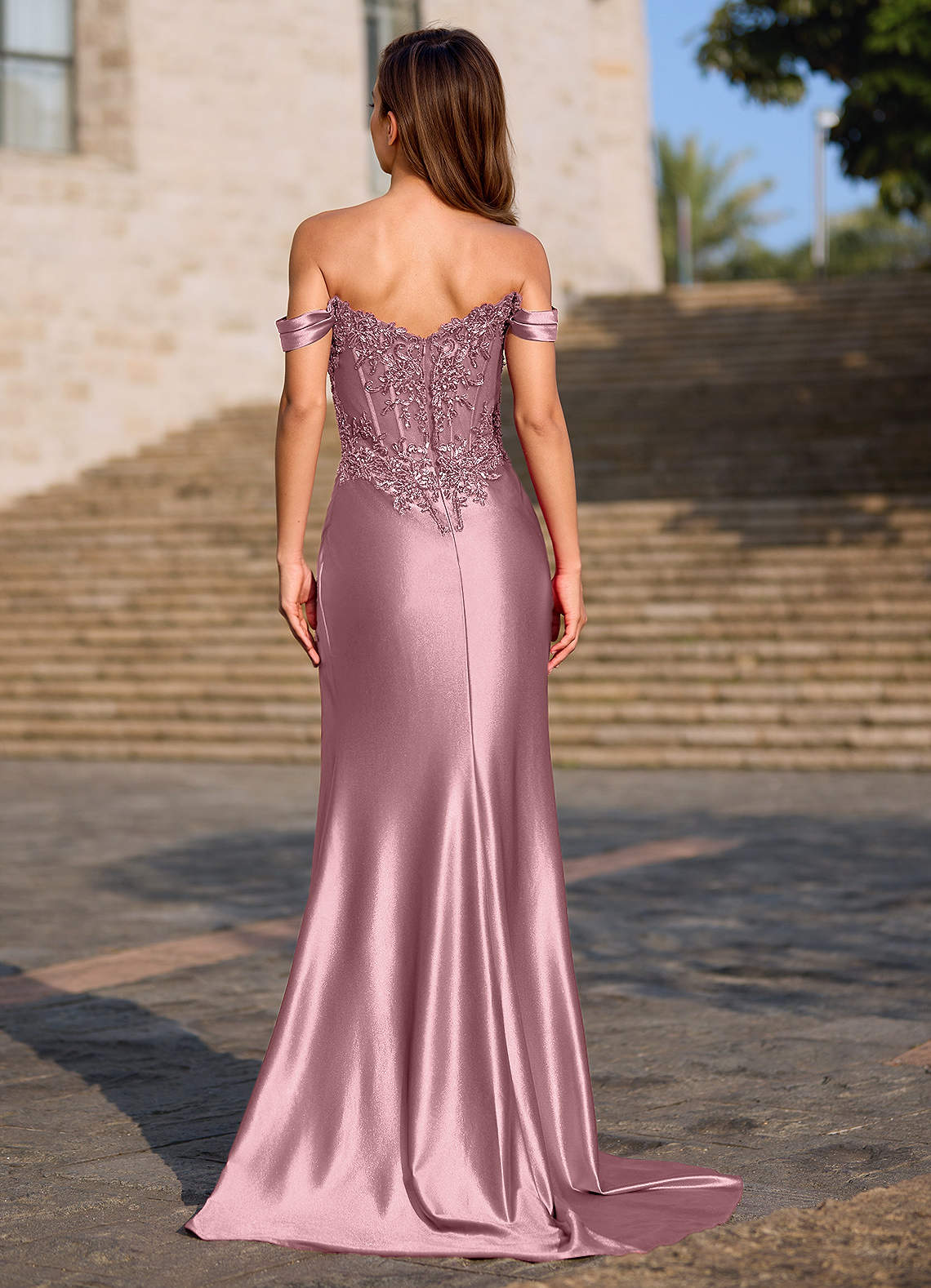 Opulence Dusty Pink Floral Corset Prom Dress  Dress