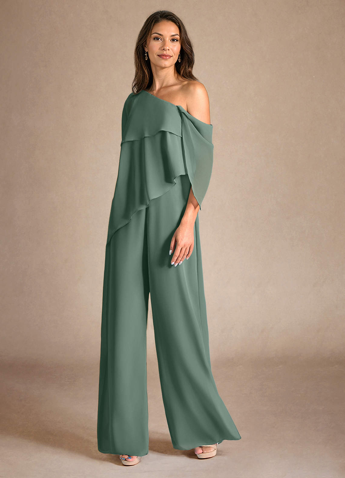 Eucalyptus Jumpsuit/Pantsuit Side Slit Chiffon Dress