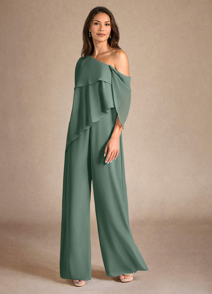 Eucalyptus Jumpsuit/Pantsuit Side Slit Chiffon Dress