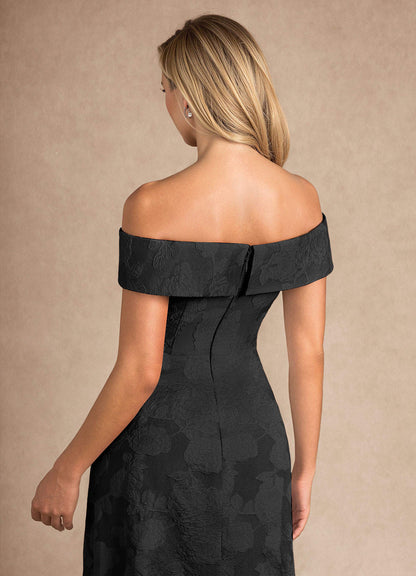 Black Jacquard A-Line Pleated Floral Burnout Dress