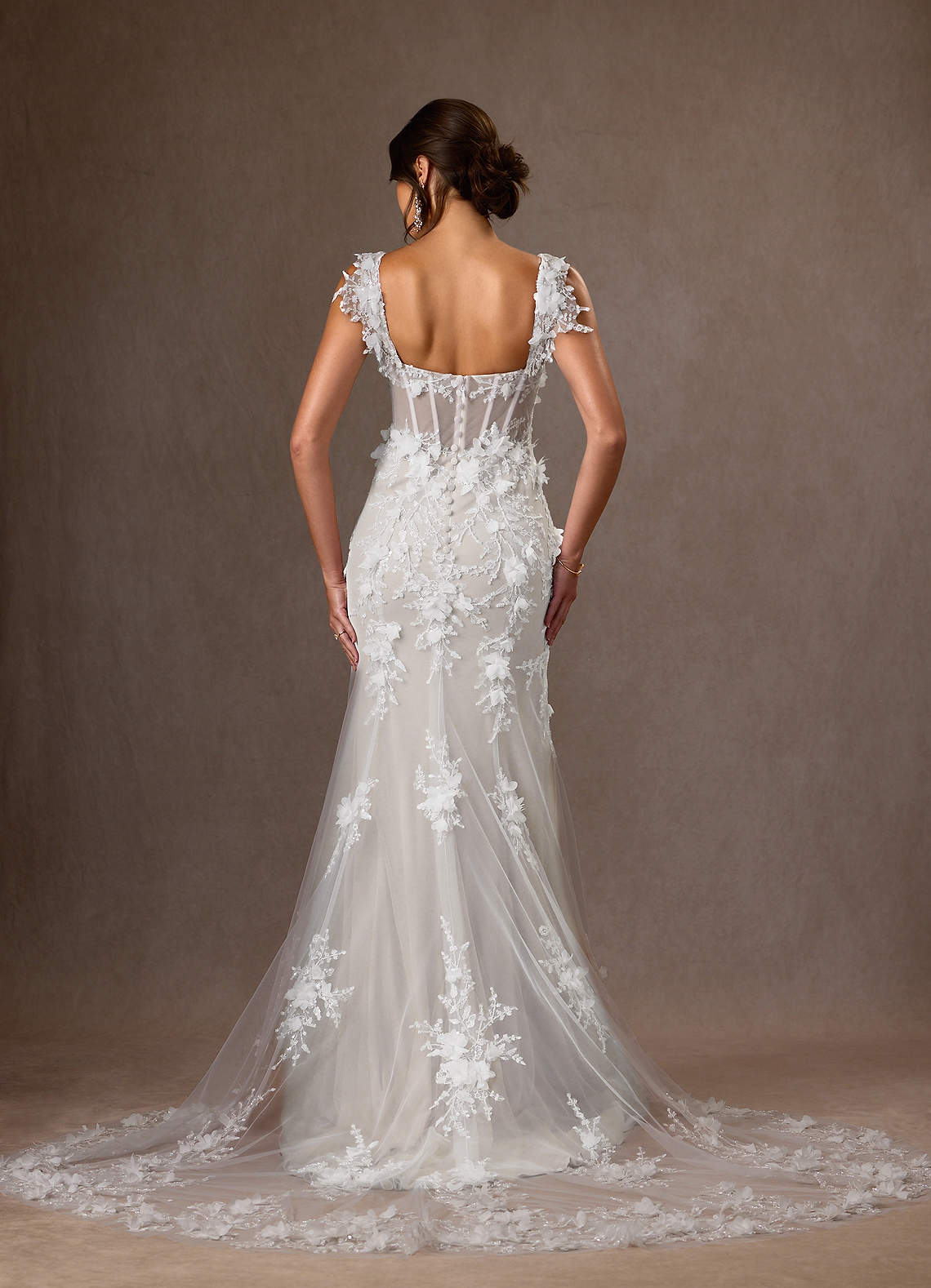 Diamond White Mermaid Strapless Lace Dress