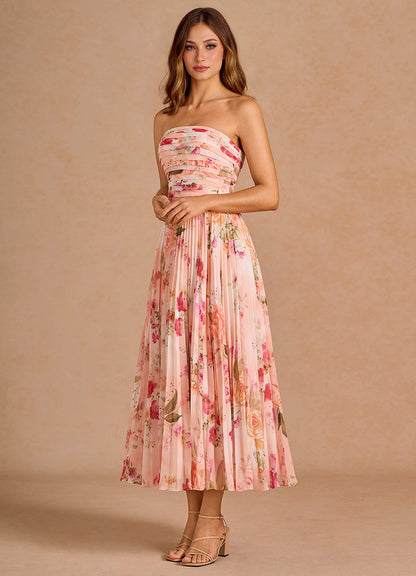Celestine Abstract Bouquet Floral Midi Dress  Dress