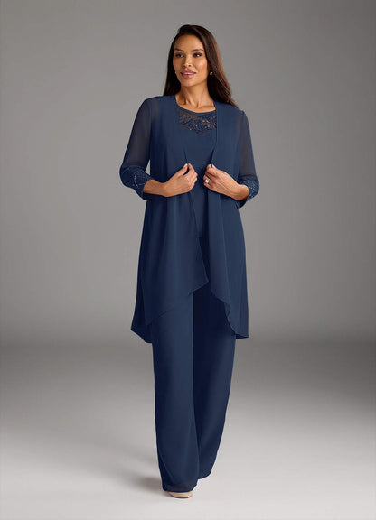 Dark Navy Jumpsuit/Pantsuit Sequins Chiffon Dress